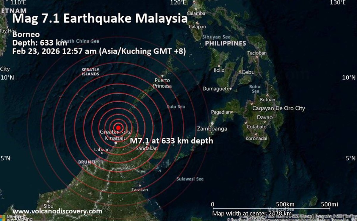Sismo de magnitud 7.1 golpea la costa de Malasia